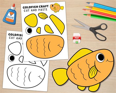 Colourful Goldfish Printable Template .